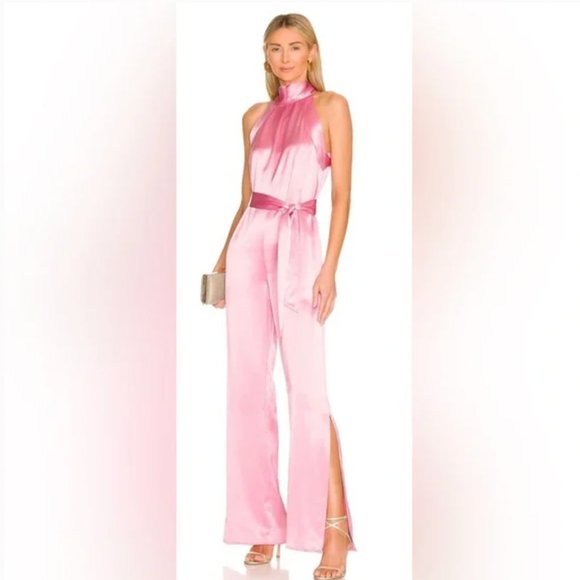 SOMETHING NAVY Barbie pink Silky Halter Jumpsuit - Picture 10 of 10